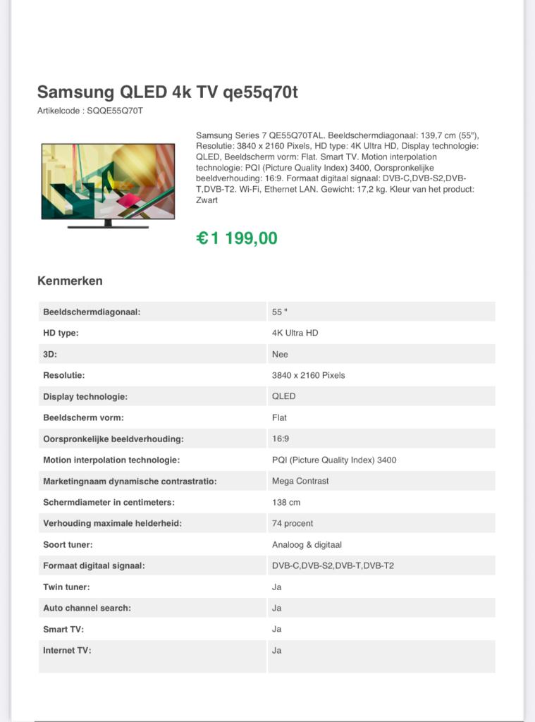 Samsung oled tv 4K 55” 140cm, Comme neuf, Enlèvement, 4k (UHD), Smart TV