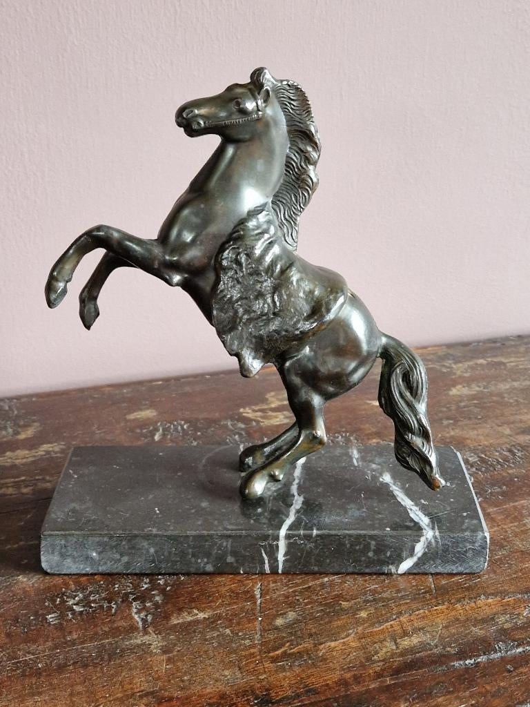 Beeldhouwwerk, "Rampant paard" - Brons, Marmer, Antiek en Kunst, Antiek | Brons en Koper, Ophalen of Verzenden, Brons