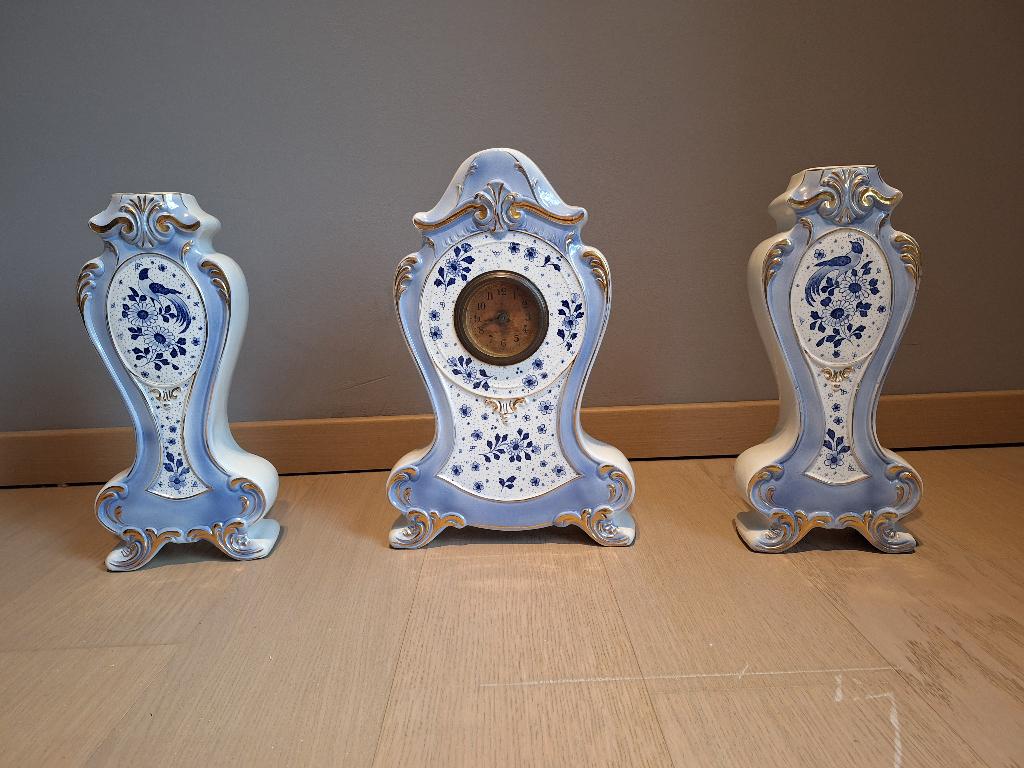 Schouwgarnituur: pendule en twee cassolettes, Antiquités & Art, Enlèvement