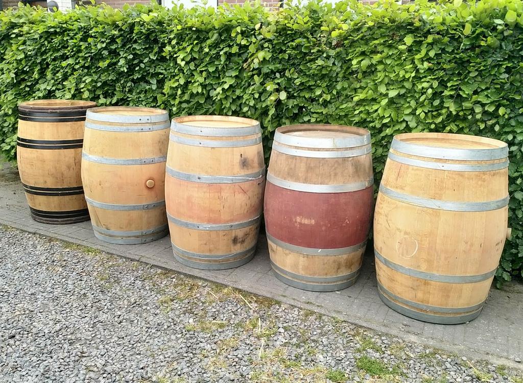 Wijnvat Regenton 225 ltr Bordeaux vat, Tuin en Terras, Regentonnen, 150 liter of meer, Ophalen, Zo goed als nieuw, Hout