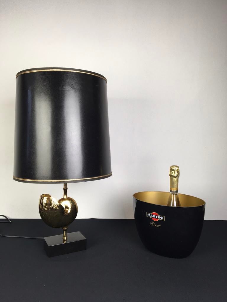 Lampe vintage coquille Nautilus en métal doré (années 1970), Enlèvement ou Envoi