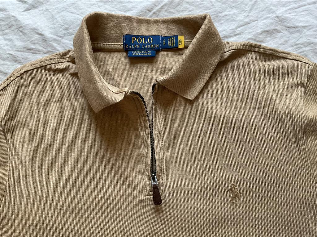 Polo Ralph Lauren, polo rits custom slim fit, S, nieuw, Beige, Nieuw, Ophalen of Verzenden, Polo Ralph Lauren