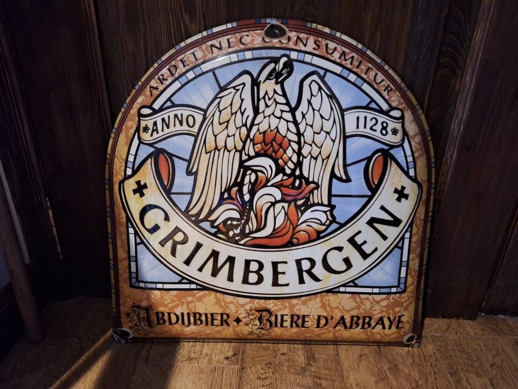 Emaille café plaat Grimbergeb, Collections, Marques & Objets publicitaires, Enlèvement ou Envoi, Panneau publicitaire