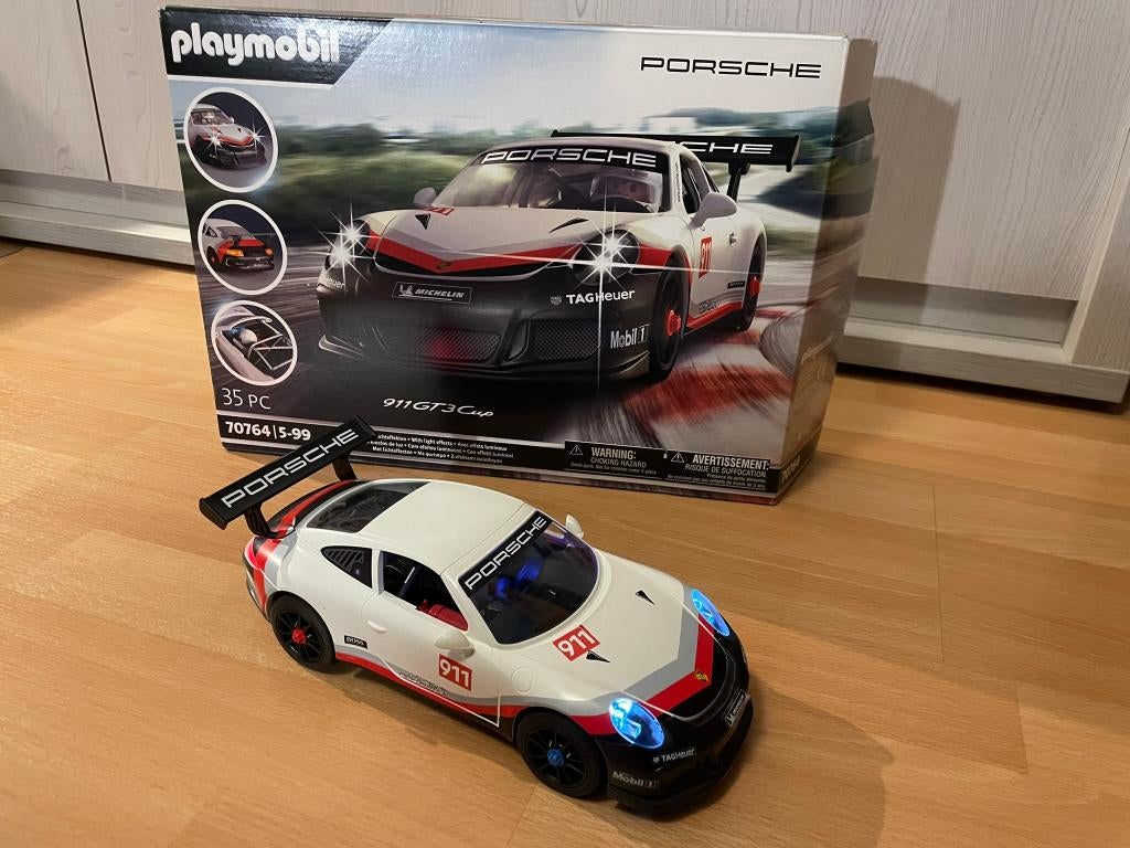 Playmobil Porsche blanche 911 GT3 Cup 70764 (+5 ans), Kinderen en Baby's, Speelgoed | Playmobil, Ophalen, Zo goed als nieuw