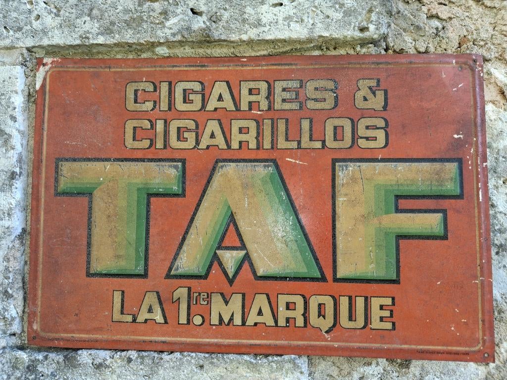 Reclamebord sigaretten TAF 1935, Ophalen of Verzenden