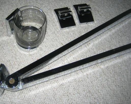 Inox dubbele handdoekenhouder+beker+houders, Ophalen, Gebruikt