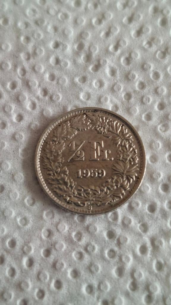 Suisse 50 cent argent 1959, Envoi, Autres pays, Monnaie en vrac, Argent