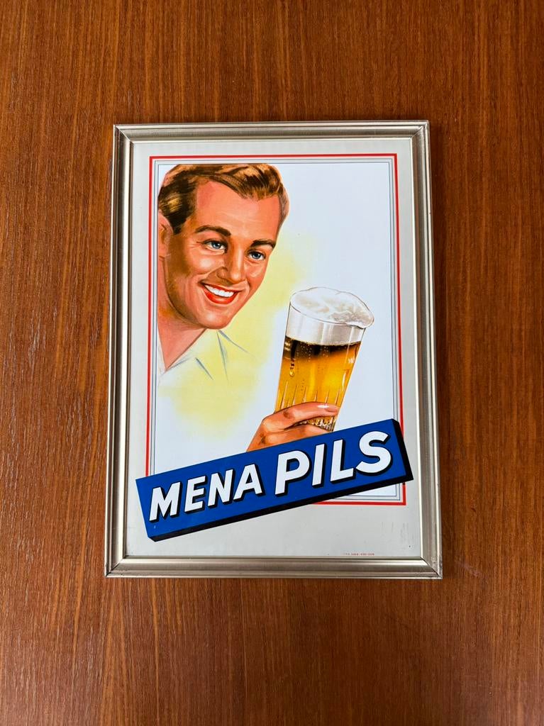 Reclamebord Mena Pils, Ophalen of Verzenden, Zo goed als nieuw, Reclamebord