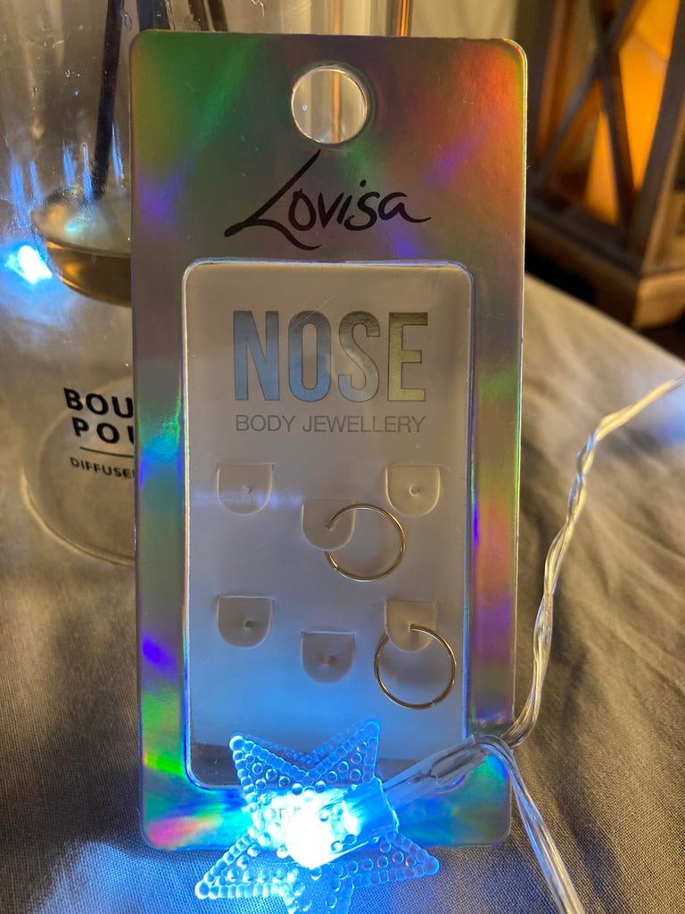 2 Piercings du nez, lèvre, nombril (couleur : doré), Enlèvement ou Envoi, Neuf, Autres matériaux, Piercing nez