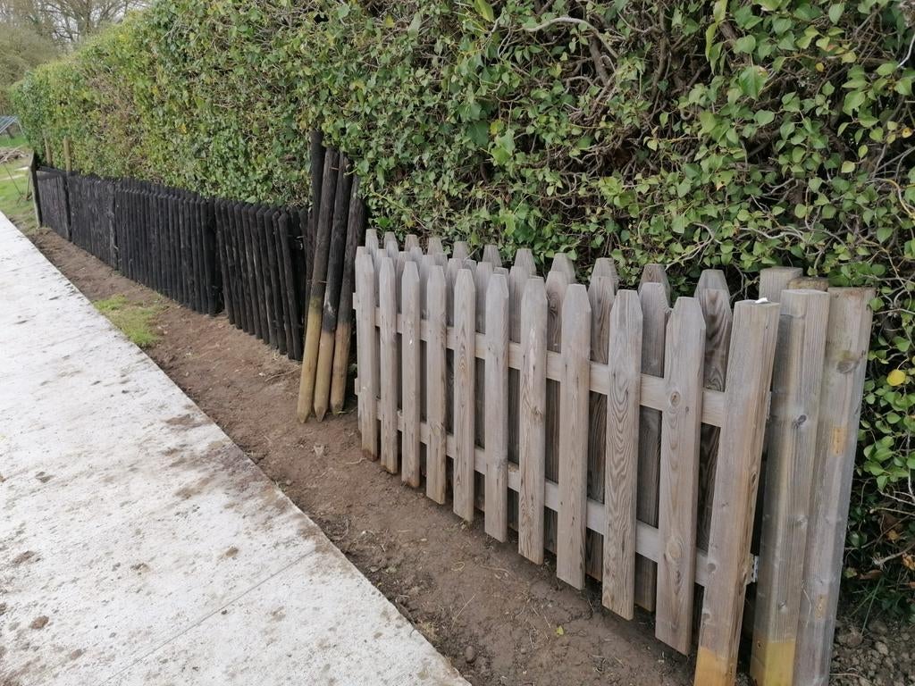 Bruine houten hekjes omheining tuin, Tuin en Terras, Tuinhekken en Hekwerk, Ophalen