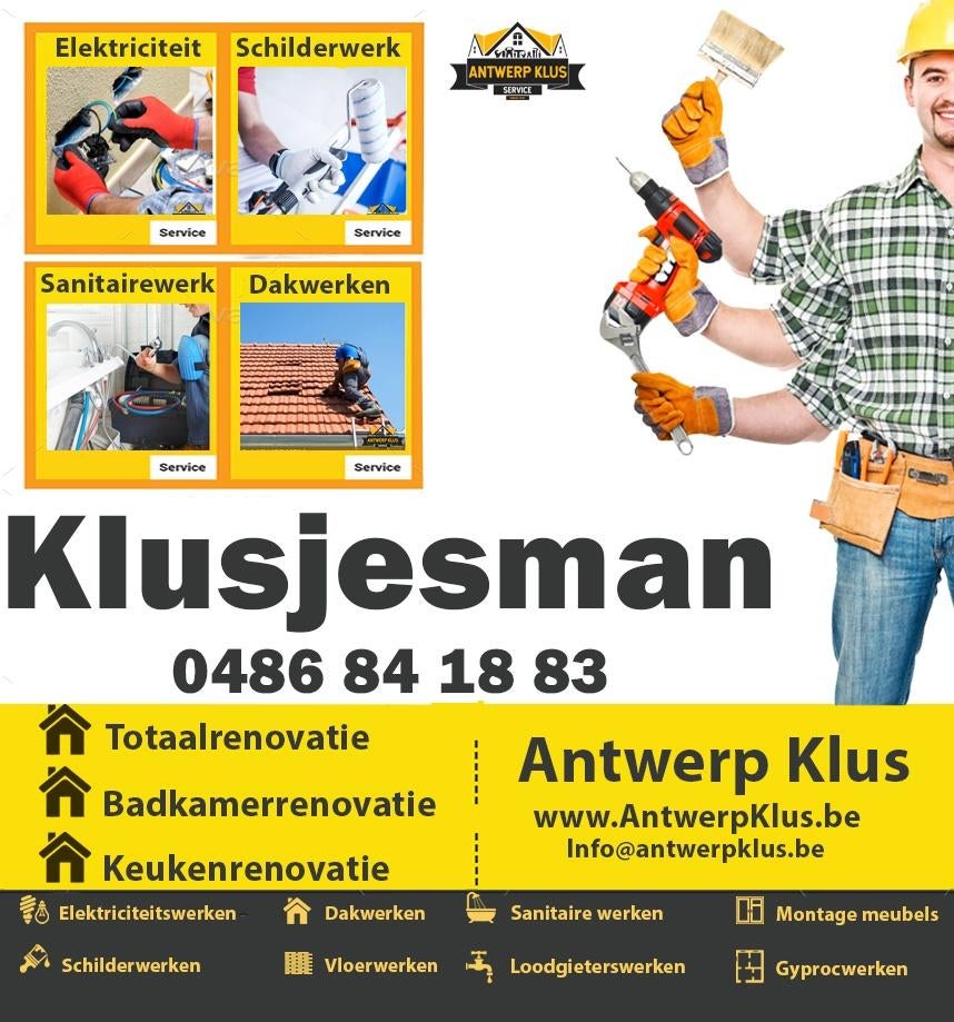 Klusjesdienst - Klusjesman Antwerpen - 0486841883, Diensten en Vakmensen, 24-uursservice