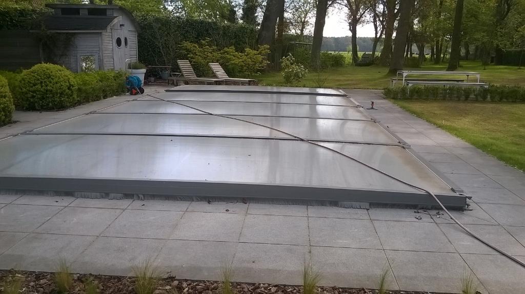 Lage afneembare verrolbare zwembadoverkapping, Tuin en Terras, Zwembad-toebehoren, Ophalen, Gebruikt, Afdekzeil