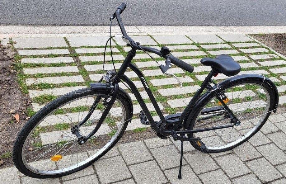 Nette zwarte B'TWIN Damesfiets / Stadsfiets – Elops 120, Fietsen en Brommers, Ophalen, Zo goed als nieuw, Overige merken