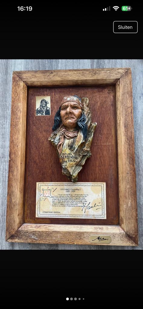 Chef Apache Geronimo Vintage signé Maali Indian, Enlèvement