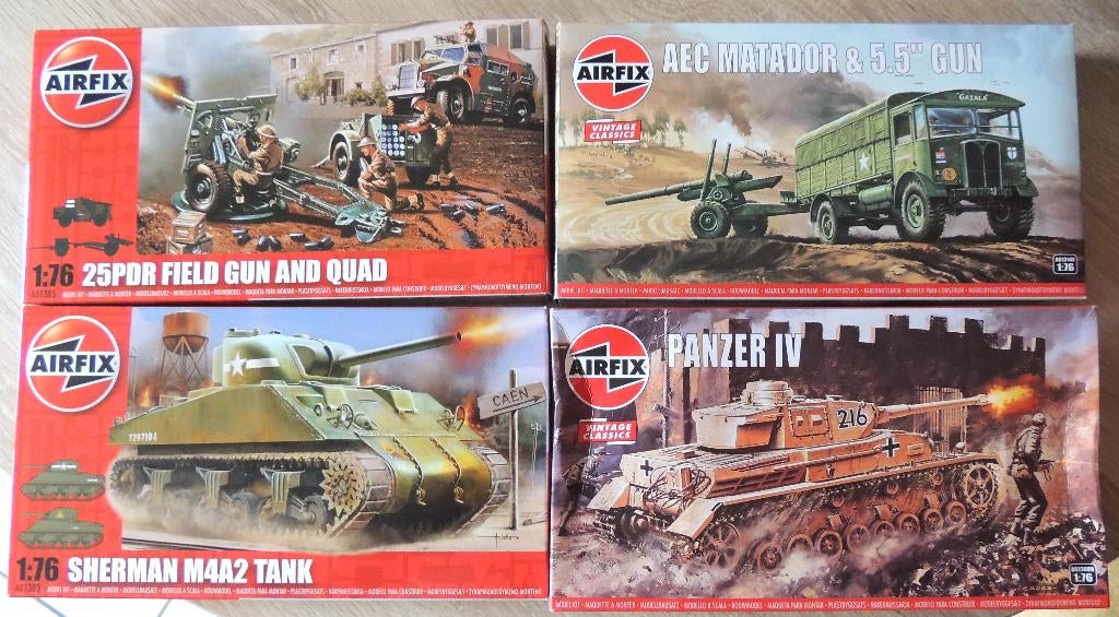 4 maquettes véhicules 2GM AIRFIX Neuves, Neuf, 1:50 ou moins, Tank, Envoi