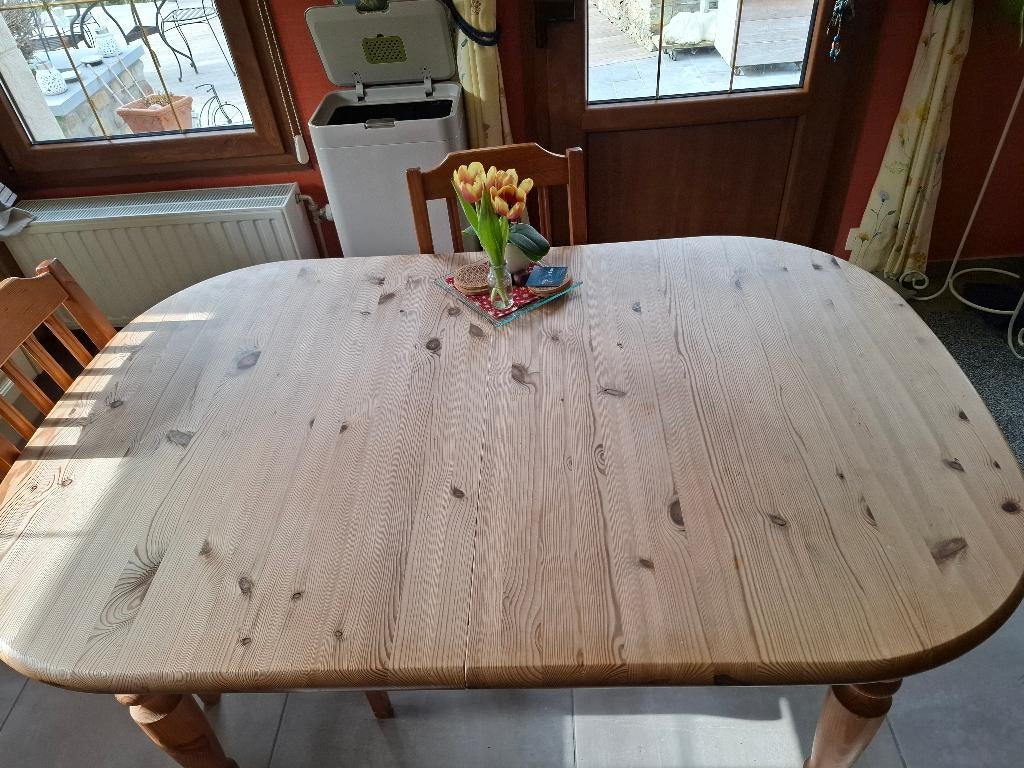Table ovale en pin 140 cm avec rallonge, Maison & Meubles, Enlèvement, Utilisé, Ovale, Pin