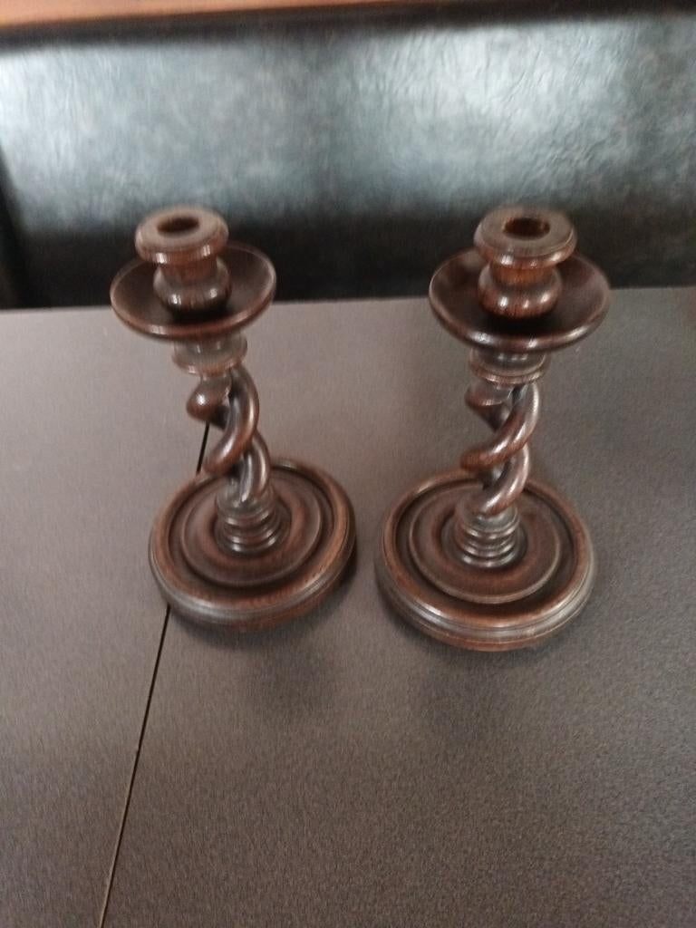 Prachtig Paar Antieke Engelse 'Open Barley Twist' Kandelaars, Antiek en Kunst, Ophalen