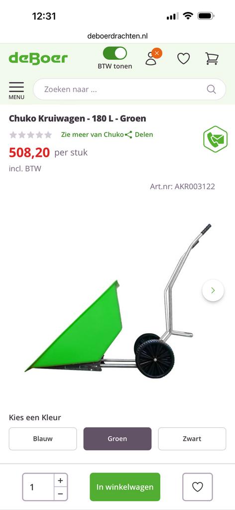 Chuko kruiwagen, Ophalen, Zo goed als nieuw