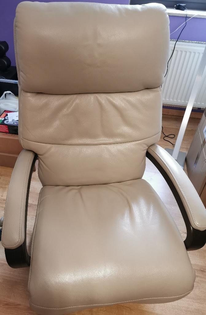 Fauteuil Cuir Relax électrique Cuir vachette Beige, Maison & Meubles, Fauteuils, Comme neuf, Bois, Cuir, Enlèvement