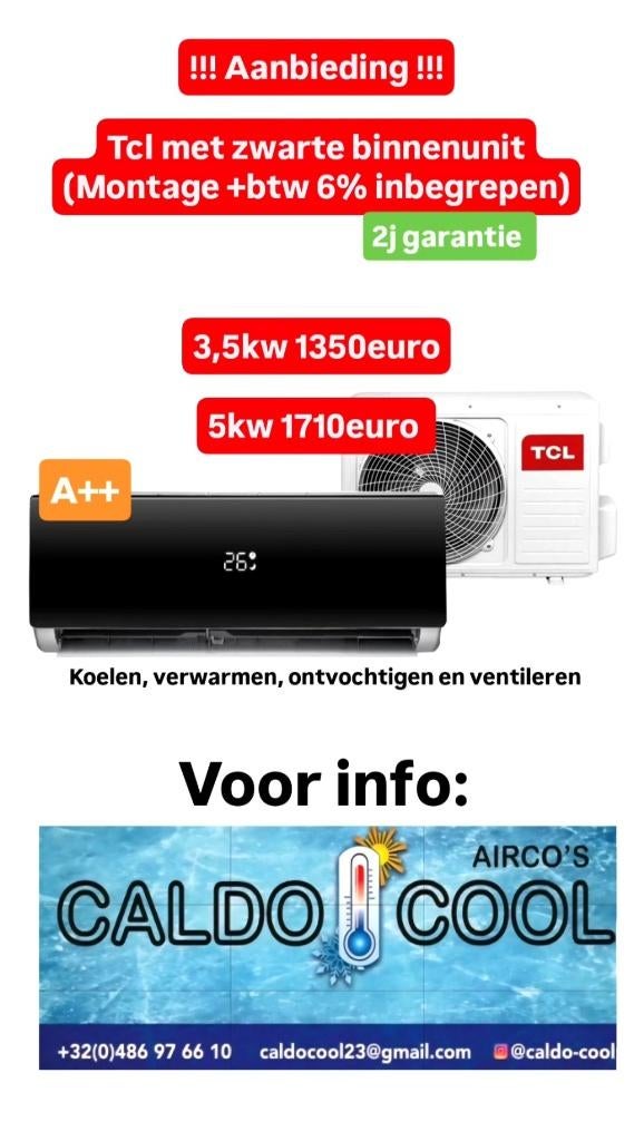 AIRCO'S MET MONTAGE KOELEN EN VERWARMEN, Elektronische apparatuur, Airco's, Ophalen, Koelen en Ontvochtigen, Nieuw, 3 snelheden of meer