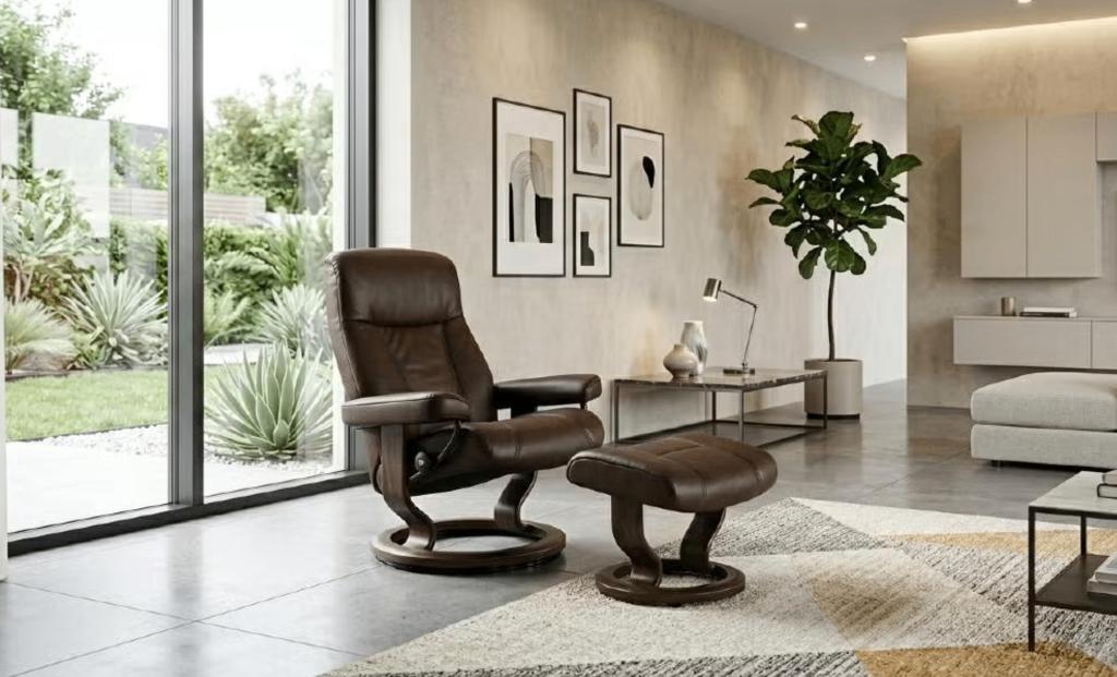 stressless relax met voetbankje, Huis en Inrichting, Fauteuils, Ophalen, Hout