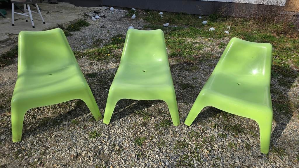 Lot de 3 chaises de jardin vertes, Enlèvement, Comme neuf, Plastique, Empilable
