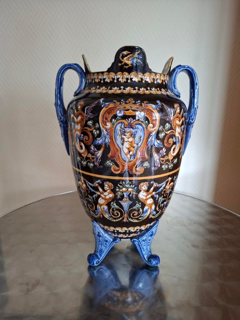 Potiche faïence de Gien Renaissance  1875-1930, Antiquités & Art, Enlèvement ou Envoi
