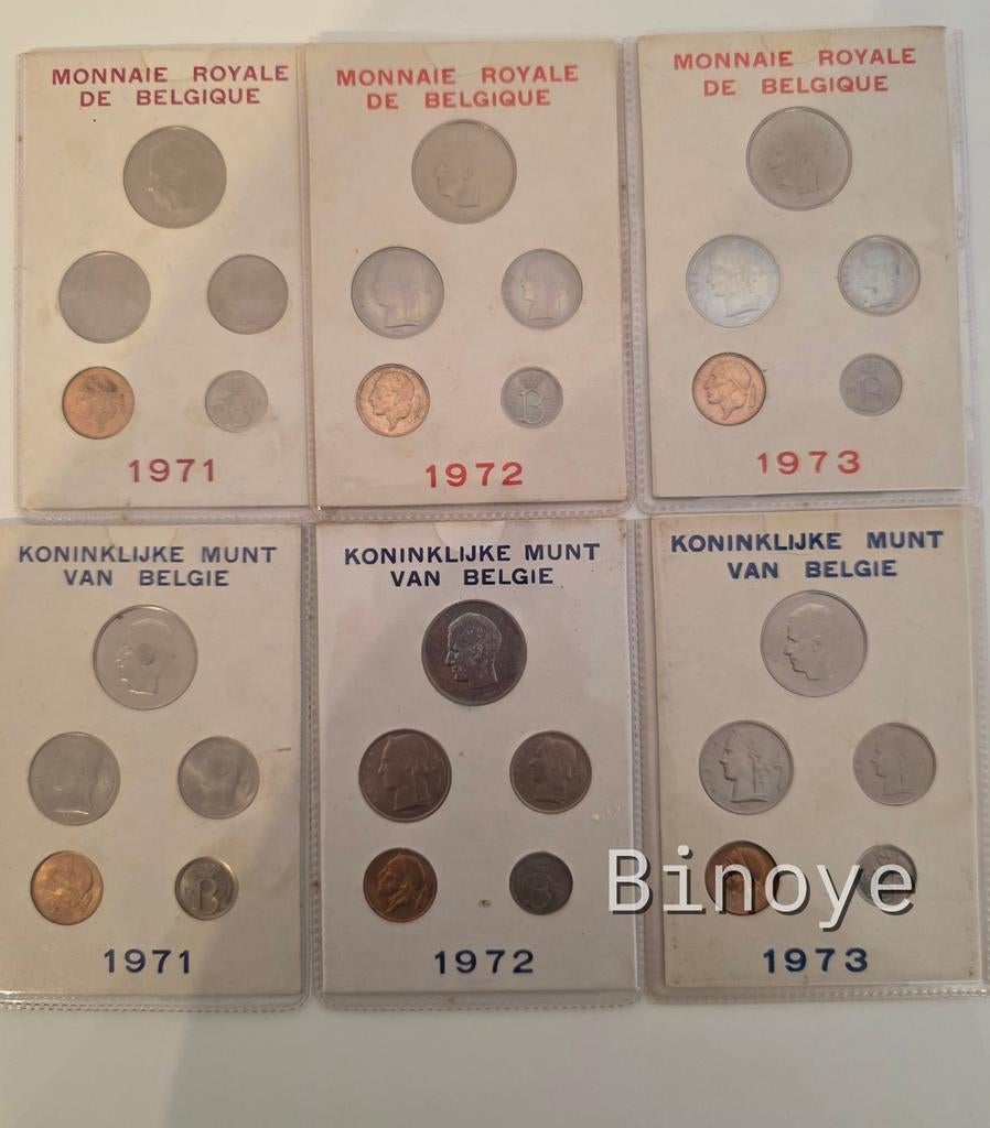 Belgique – Lot 3 séries FDC francs belges 1971‑1972-1973, Timbres & Monnaies, Enlèvement ou Envoi