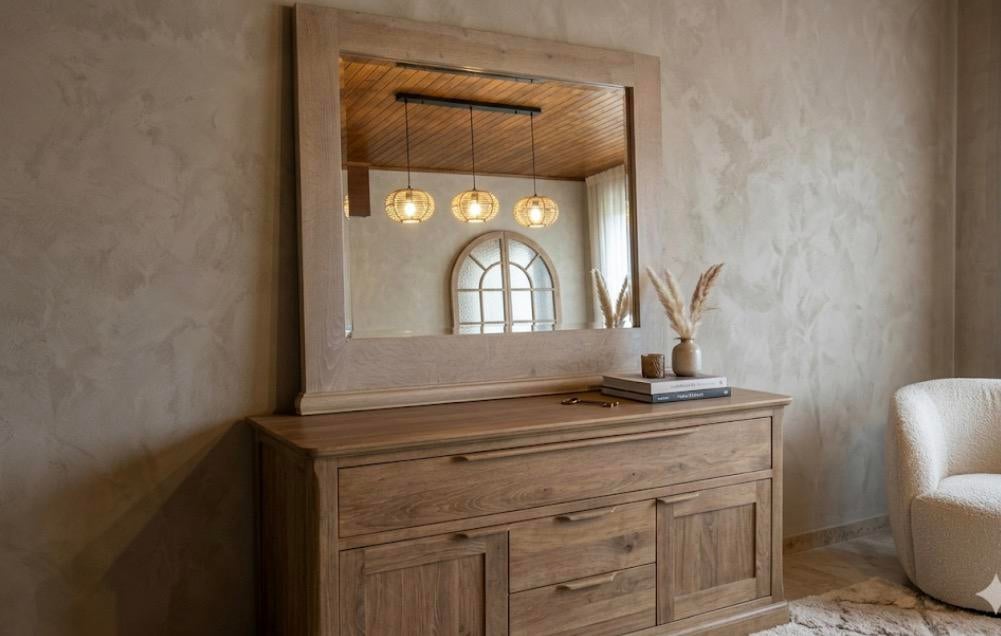 Grote houten spiegel – landelijke stijl, Huis en Inrichting, Woonaccessoires | Spiegels, Ophalen, Nieuw, 75 tot 100 cm, Minder dan 100 cm