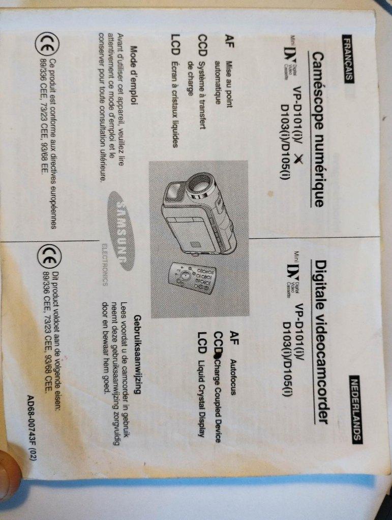 camescope Samsung VP-D101, TV, Hi-fi & Vidéo, Caméscopes numériques, Caméra, Comme neuf, Enlèvement, Samsung