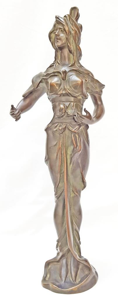 Statue Art Nouveau en bronze - Van De Kerckhove., Antiquités & Art, Art | Sculptures & Bois, Enlèvement ou Envoi