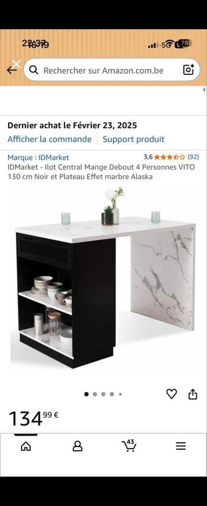 Îlot cuisine 4 places, Maison & Meubles, Enlèvement