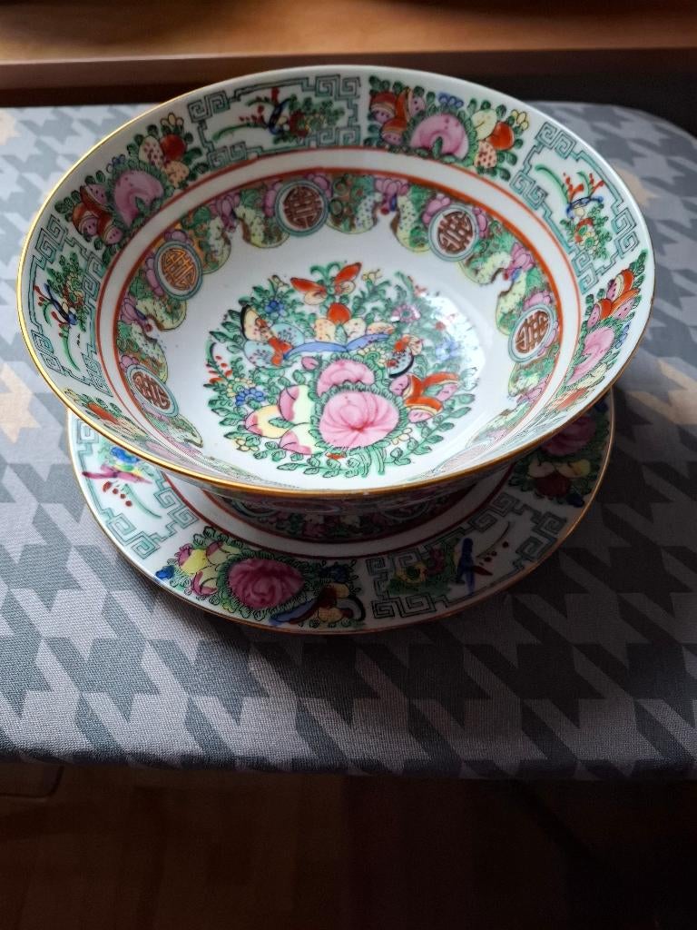 Chinese kom en schaal, Ophalen, Porselein of Keramiek, Schaal, Rond