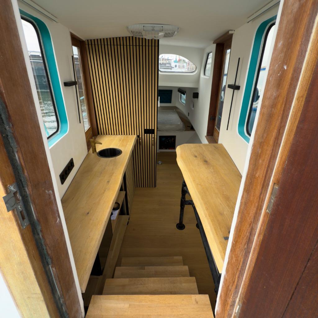 Woonboot staal 10m (Gasten- /2de-verblijf / Studentenwoning), Immo, Woonboten te koop, 17 m², Verkoop zonder makelaar, 1 kamers