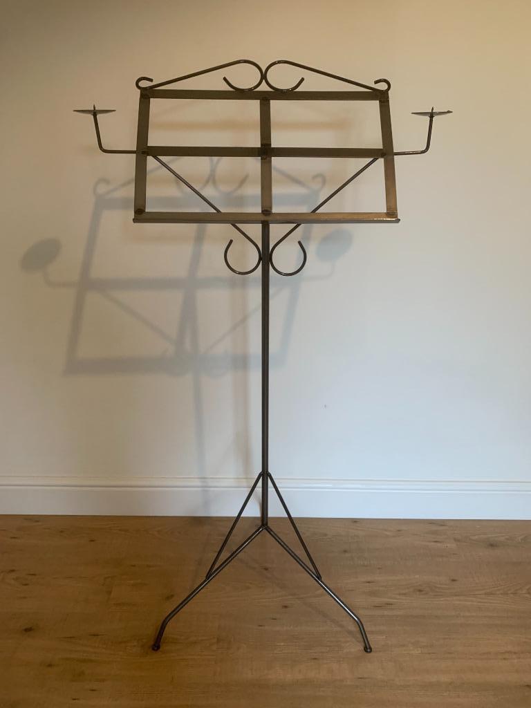 bladmuziek standaard brons met kandelaars, Muziek en Instrumenten, Standaarden, Ophalen, Zo goed als nieuw, Muziekstandaard, Klarinet