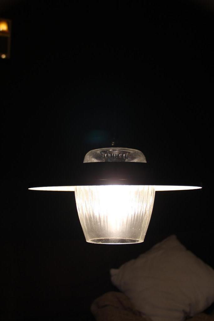 Lustre vintage verre et métal, Enlèvement ou Envoi, Verre, Inconnu, Utilisé