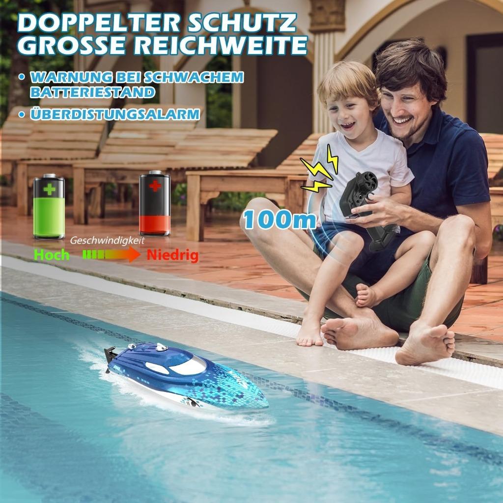 Bateau radiocommandé avec éclairage LED | Nouveau, Neuf, -, DEERC, -