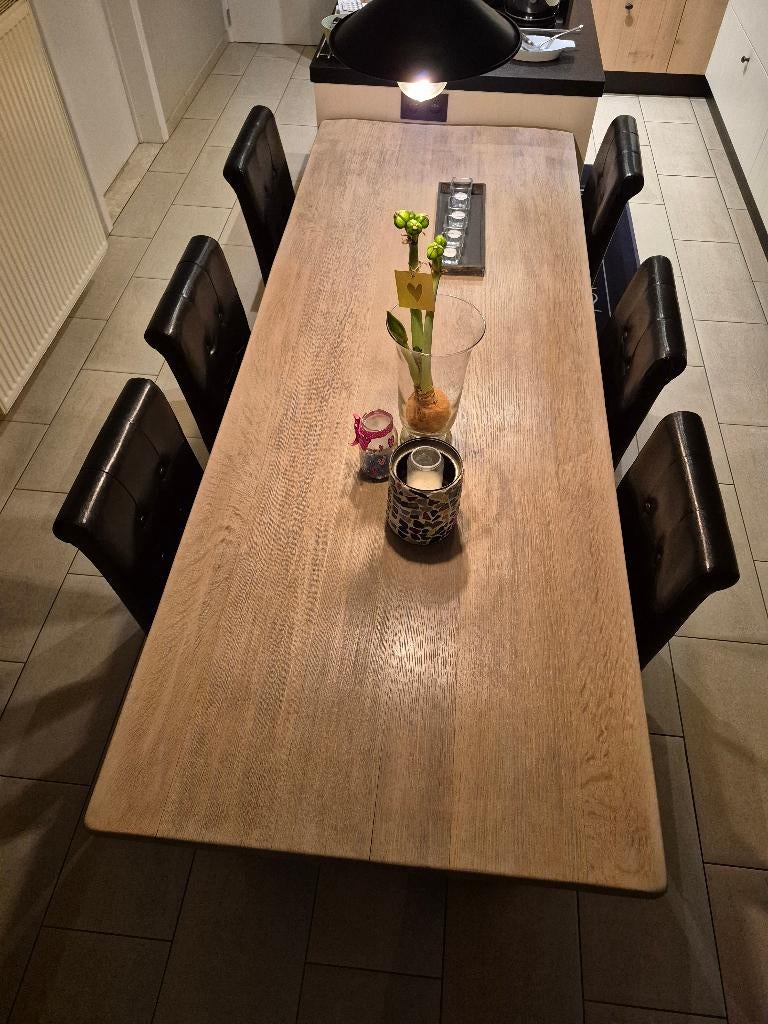 kloostertafel met karakter en 6 stoelen, Huis en Inrichting, Keuken | Keukenelementen, Ophalen, Gebruikt, Overige kleuren, 200 cm of meer