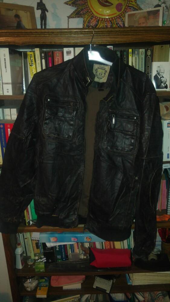 Vintage veste simili cuir nagata collection XL brun, Motos, Enlèvement ou Envoi, Seconde main, Hommes, Manteau | cuir
