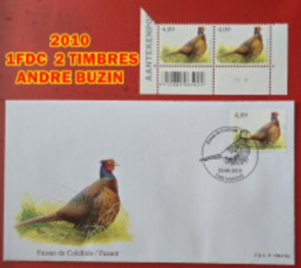 2010-FAISAN DE COLCHIDE- ANDRÉ BUZIN-1 FDC +2 TIMBRES, Timbres & Monnaies, Envoi