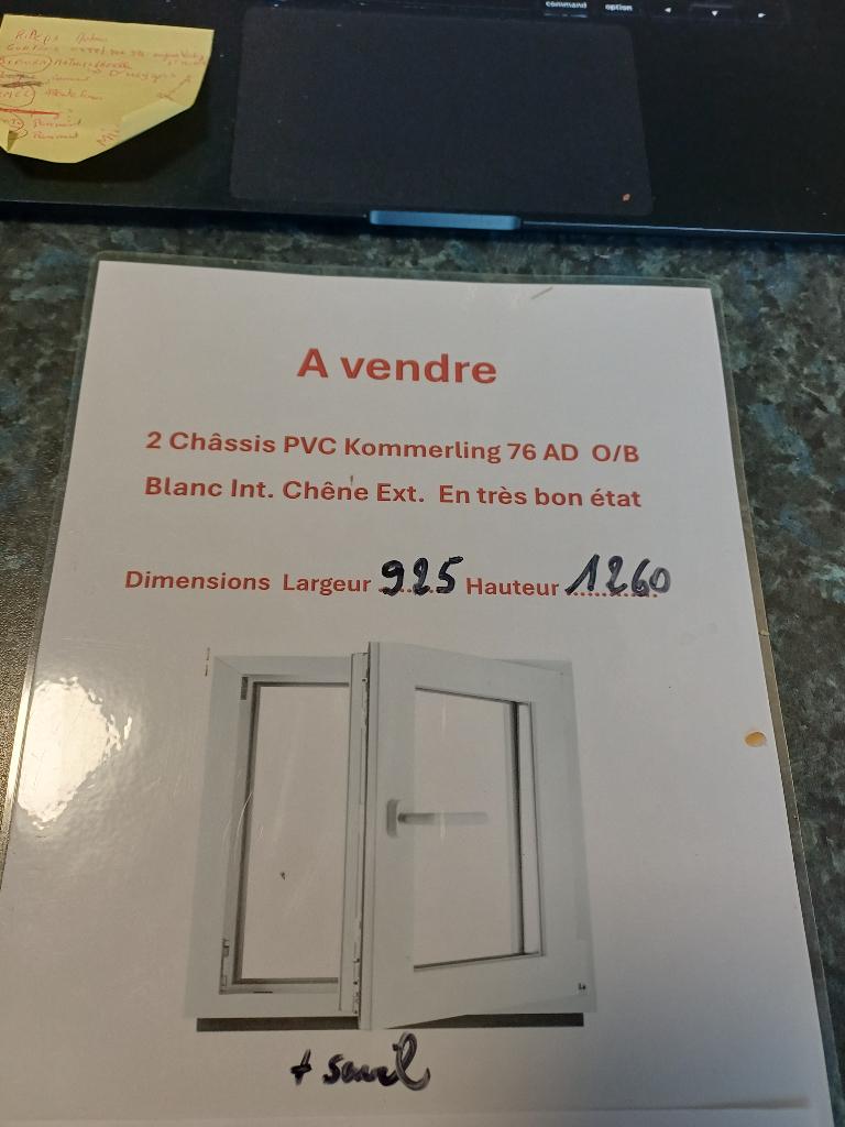 2 Châssis Kommerling PVC 76AD, Bricolage & Construction, Neuf, Double vitrage, Fenêtre de façade ou Vitre, Enlèvement