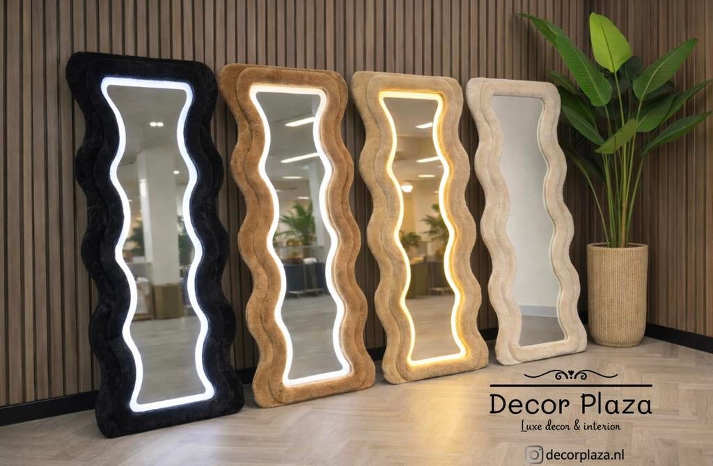 Nieuwe Luxe Velvet Teddy Spiegels met verlichting 4 kleuren!, Nieuw, Ophalen of Verzenden, Overige vormen, 150 tot 200 cm