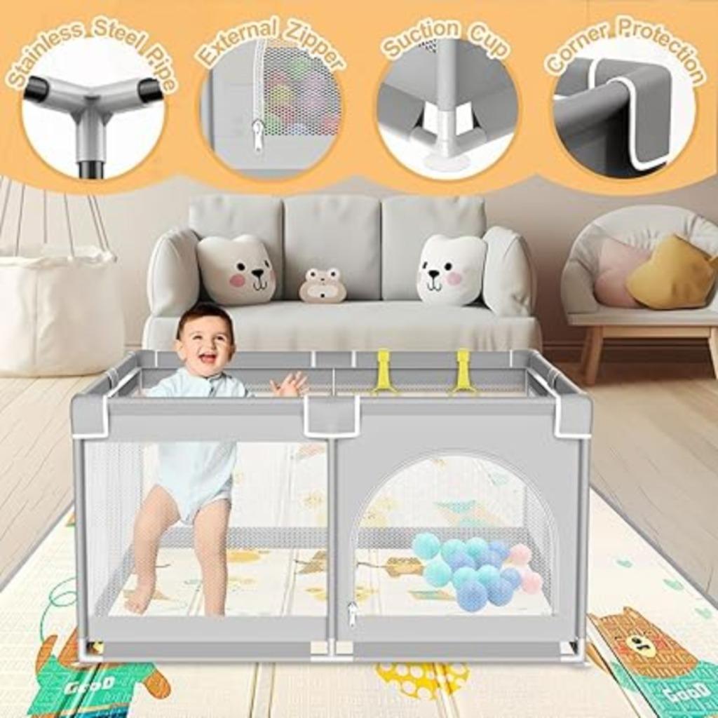 Babybox Babypark met kruipmat 120 x 120 cm GRATIS LEVERING, Kinderen en Baby's, Verzenden, -, Vierkant, Nieuw