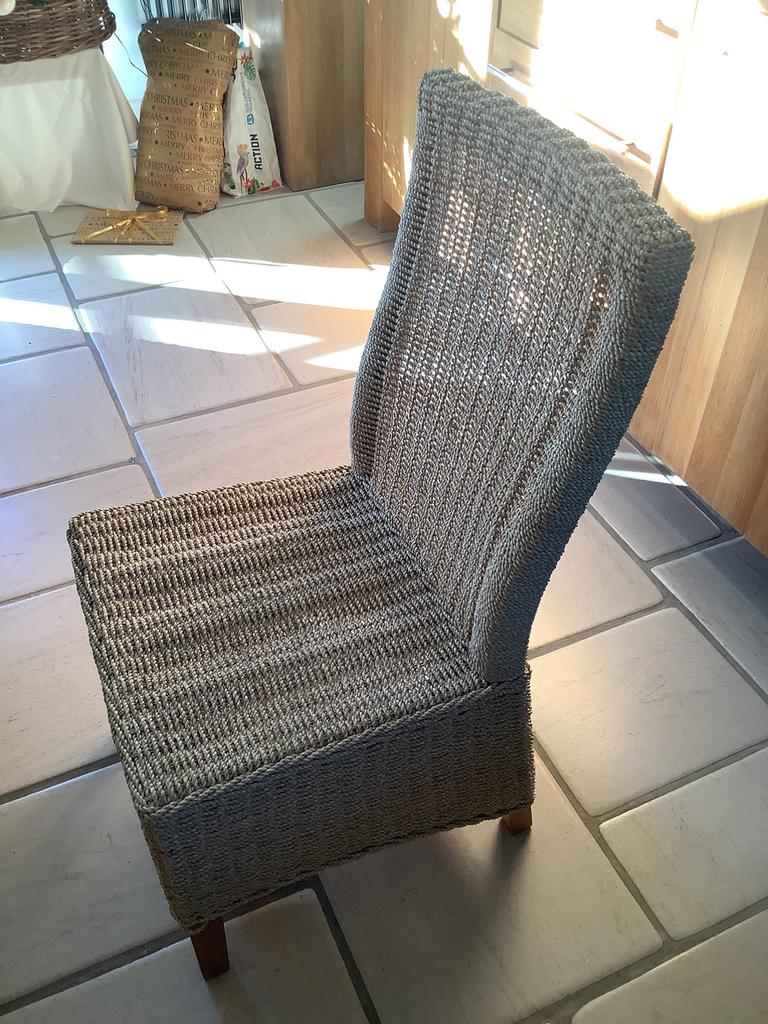 Fauteuils en gazon tressé avec structure en teck, Enlèvement, Comme neuf