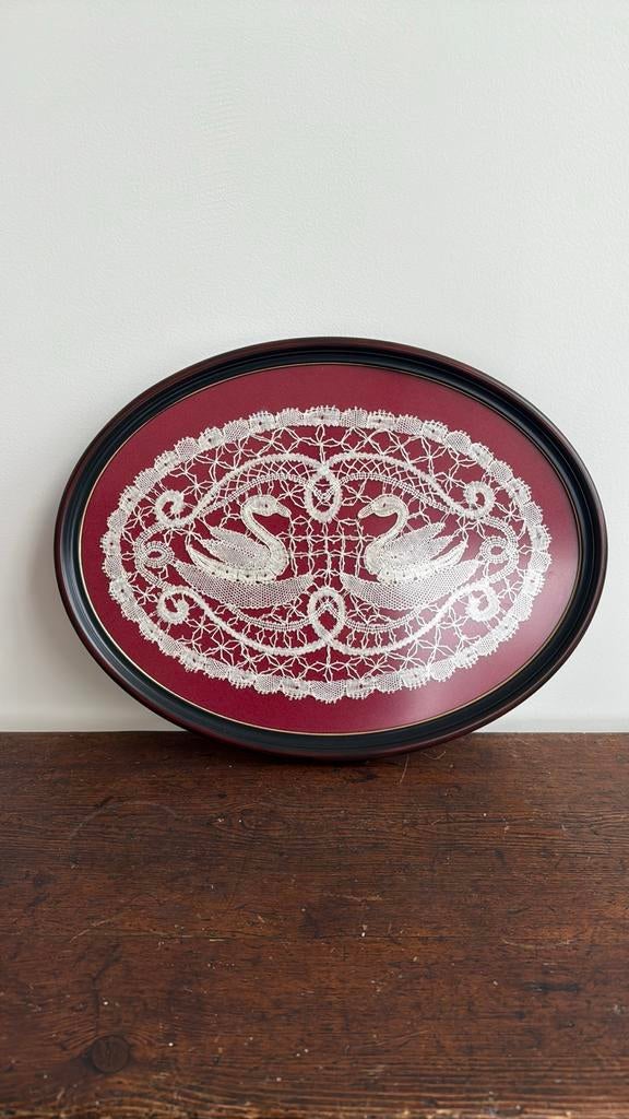 Kader met kant Brugse zwanen, Hobby en Vrije tijd, Kantklossen, Ophalen of Verzenden, Zo goed als nieuw, Overige typen