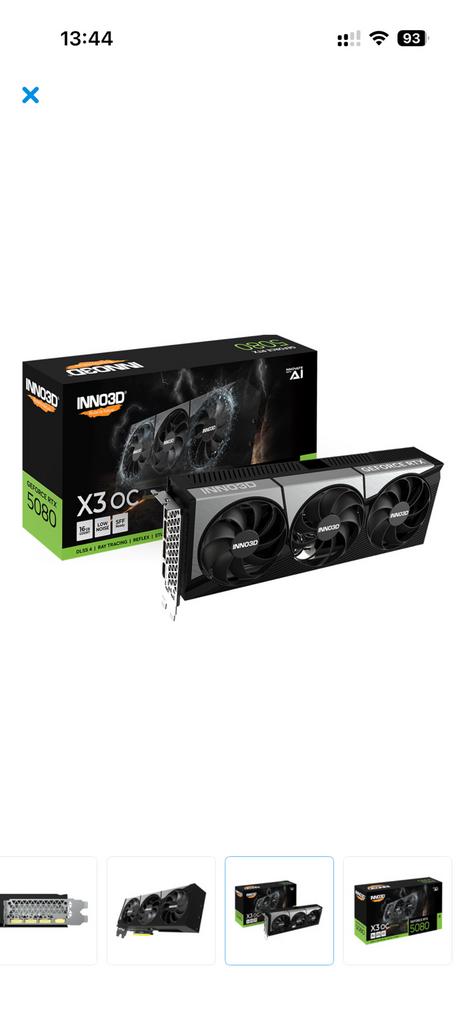INNO3D GeForce RTX 5080 X3, 16 GB, Computers en Software, Videokaarten, Ophalen, Gebruikt, Overige soorten, HDMI