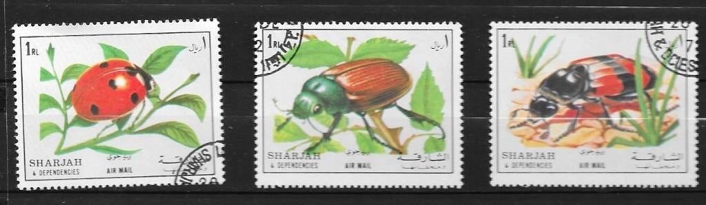 Timbres animaux insectes Sharjah, Envoi, Affranchi
