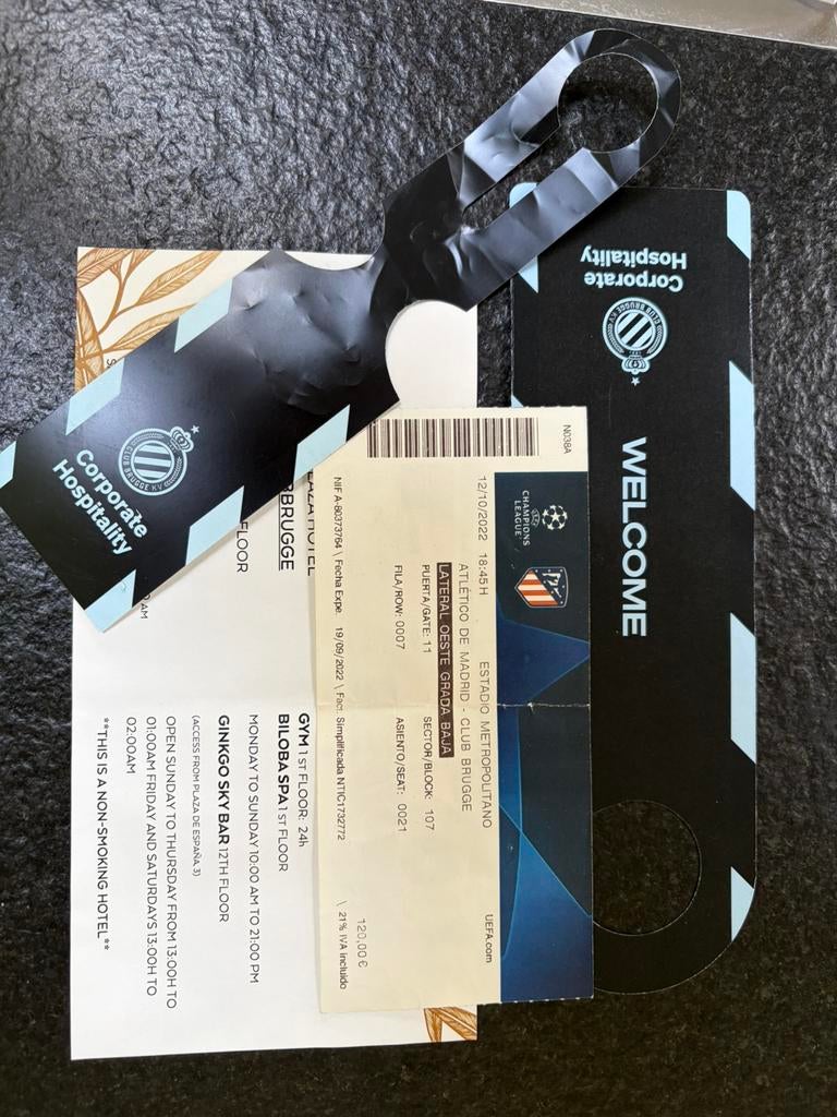 Ticket Atletico - Club Brugge 12/10/2022, Tickets & Billets