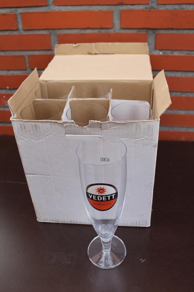 Doos van 6 Vedett Bierglas Op Voet Extra 33 cl, Ophalen of Verzenden, Nieuw, Bierglas