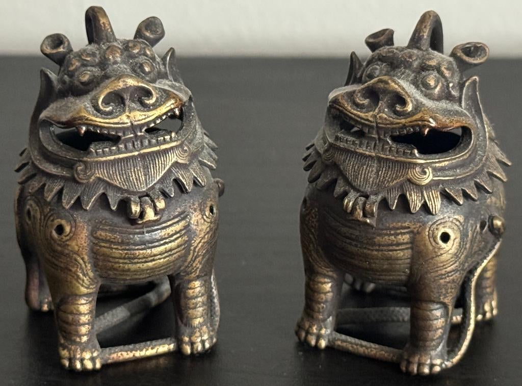 Paar miniatuur-bronzen wierookbranders, Ophalen of Verzenden